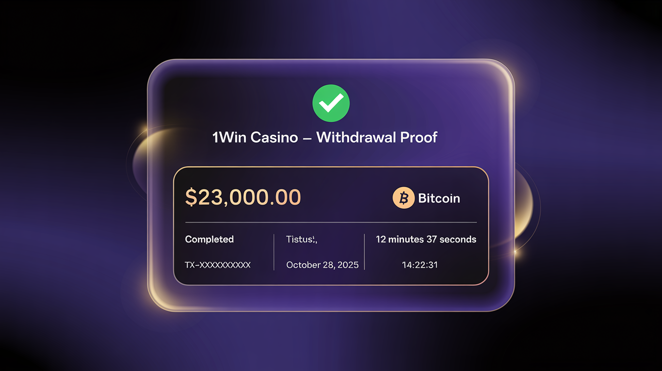 1Win casino withdrawal proof screenshot